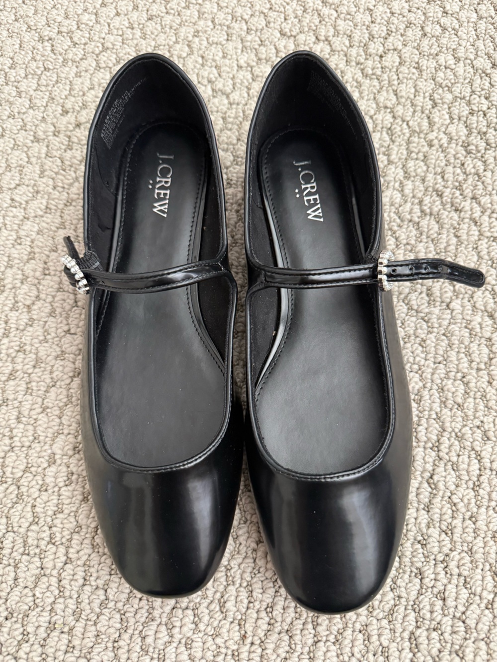 J. Crew Black Mary Jane Flats with Pearl Buckle
